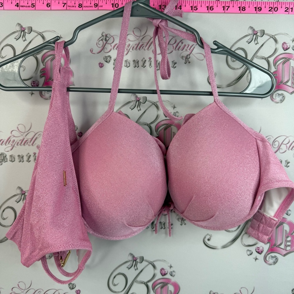 Victoria's Secret set bikini top bottom Shimmery Light Pink Push-Up Bikini Top